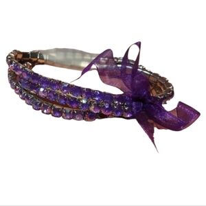 Purple Rhinestone Stretch Bracelet Set Of 3 New
